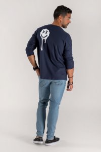 Long Sleeve T-shirt in Blue Color with Slime Smiley Print