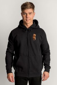 Zip-Up Hoodie in Black color with Everyones Got An Opinion stamp