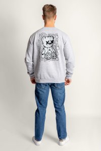 Sweatshirt in Grey Color with Worldwide Teddy Print