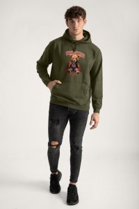 Hoodie in Khaki Color with Wordwide Winner Teddy Print