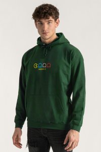 Hoodie in Green Color with Arcade Print