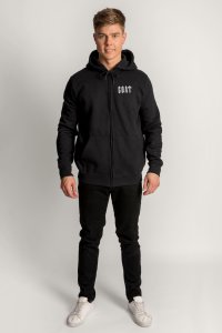 Zip-Up Hoodie in Black color with Real Goat stamp