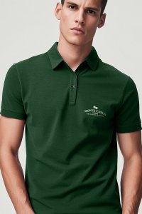 Polo Shirt Slim Fit in Green Color with Monte Carlo Casino stamp