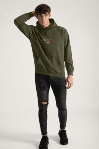 Hoodie in Khaki Color with Arcade Print