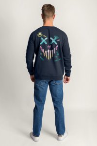 Sweatshirt in Blue Color with Rebel Smiley Print