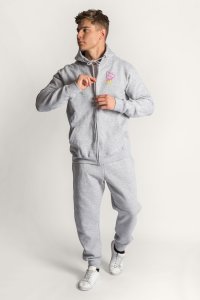 Zip-Up Hoodie in Grey color with Love Positive stamp