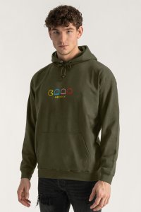 Hoodie in Khaki Color with Arcade Print