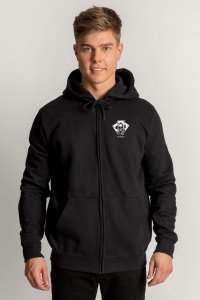Zip-Up Hoodie in Black color with No Guts No Glory stamp