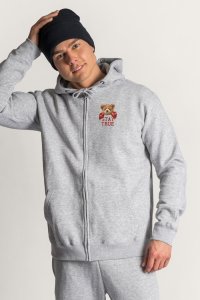 Zip-Up Hoodie in Grey color with Boxer Teddy stamp
