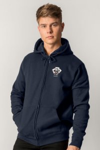 Zip-Up Hoodie in Blue color with No Guts No Glory stamp