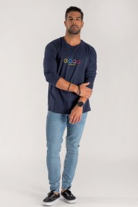 Long Sleeve T-shirt in Blue Color with Arcade Print