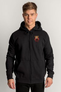 Zip-Up Hoodie in Black color with Boxer Teddy stamp