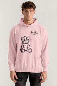 Hoodie in Pink Color with Vanity Teddy Print