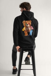 Hoodie in Black Color with Lovely Teddy Print