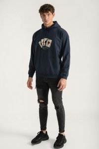 Hoodie in Blue Color with Wild Cards Print