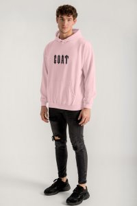 Hoodie in Pink Color with Real Goat Print