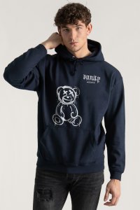 Hoodie in Blue Color with Vanity Teddy Print