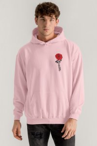 Hoodie in Pink Color with Hustle Rose Print