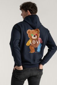 Hoodie in Blue Color with Lovely Teddy Print
