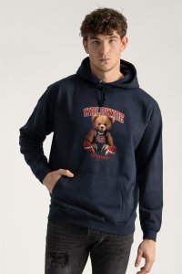 Hoodie in Blue Color with Wordwide Winner Teddy Print