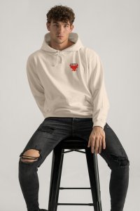 Hoodie in Ecru Color with Bulls Eye Print
