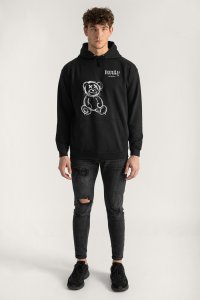 Hoodie in Black Color with Vanity Teddy Print