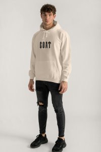 Hoodie in Ecru Color with Real Goat Print