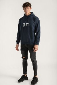 Hoodie in Blue Color with Real Goat Print
