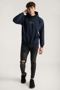 Hoodie in Blue Color with Minimal Hedrix Print