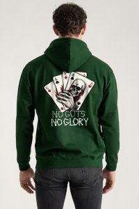 Hoodie in Green Color with No Guts No Glory Print