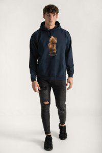Hoodie in Blue Color with Teddys Opinion Print