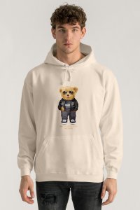 Hoodie in Ecru Color with Goat Teddy Print