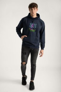 Hoodie in Blue Color with Neon Trip Print