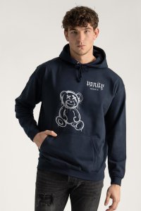 Hoodie in Blue Color with Vanity Teddy Print