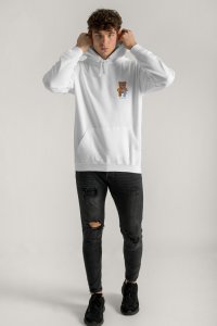 Hoodie in White Color with Lovely Teddy Print