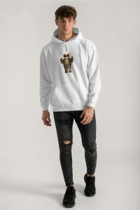 Hoodie in White Color with Rich Flex Teddy Print