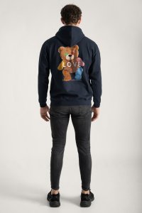 Hoodie in Blue Color with Lovely Teddy Print