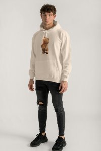Hoodie in Ecru Color with Teddys Opinion Print