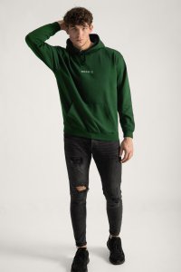 Hoodie in Green Color with Minimal Hedrix Print