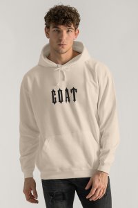 Hoodie in Ecru Color with Real Goat Print
