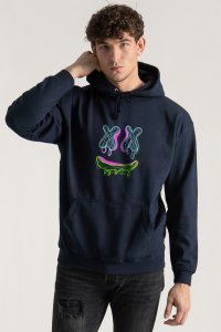 Hoodie in Blue Color with Neon Trip Print