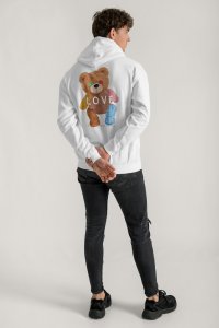 Hoodie in White Color with Lovely Teddy Print