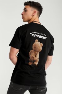 T-Shirt in Black color with Teddys Opinion Print