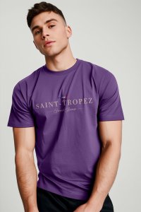 T-Shirt in Purple color with Saint Tropez Riviera Print
