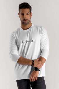Long Sleeve T-shirt in White Color with LA Rules Print