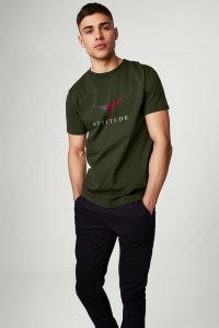 T-Shirt in Khaki color with Goat Attitude Print