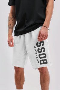 Shorts in White color with Lift Like A Big Boss stamp