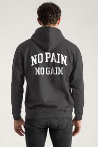 Hoodie in Iron Grey Color with No Pain No Gain Print