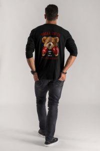 Long Sleeve T-shirt in Black Color with Boxer Teddy Print