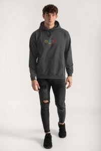 Hoodie in Iron Grey Color with Arcade Print
